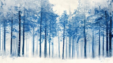 Snow-covered trees in a winter forest, suitable for nature backgrounds