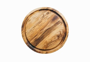 Round Wooden Cutting Board Isolated on White Background