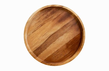 Round Wooden Cutting Board Isolated on White Background