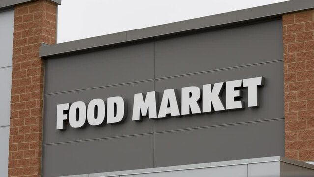 Food market sign on the building