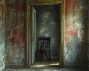 An old house and a chair and a door
