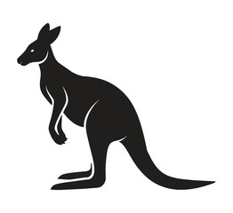 A silhouette kangaroo standing on a white background
