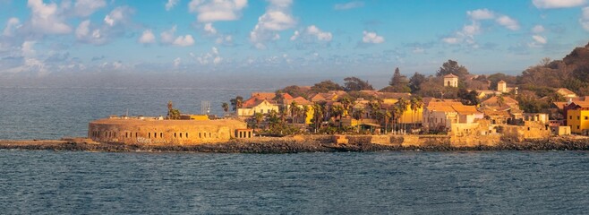 Infamous fortifications on Gorée Island, used to retain slaves before shipment to the Americas,...