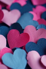 Close up of paper hearts, perfect for Valentine's Day projects