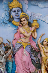 Beautiful Relief Sculpture of Lord Vishnu as Mohini avatar.