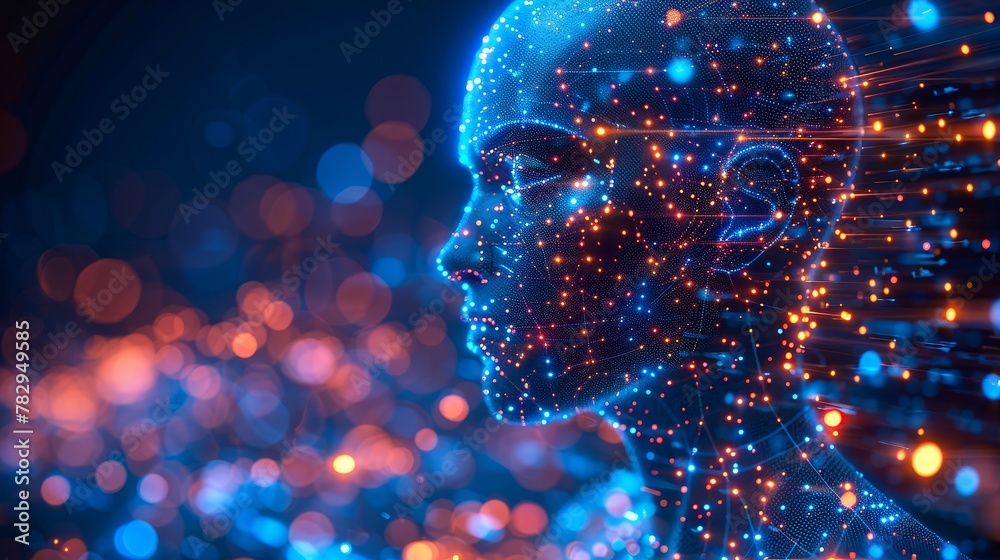 Aufkleber A machine learning algorithm analyzes data flowing through social networks. Innovation technology analyzing big data in the internet.