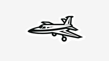 Army airplane vector outline icon isolated on transport