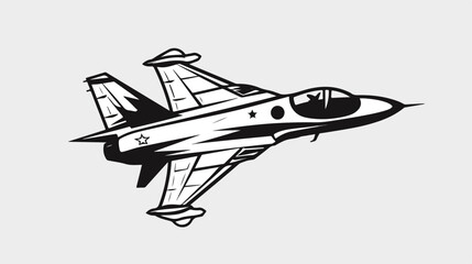 Fototapeta na wymiar Army airplane vector outline icon isolated on transport