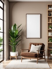 Mockup poster frame in home interior background, interior mockup with house background, frame mockup