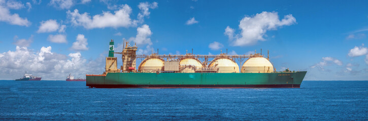 Huge LNG container ship increasingly replacing oil containers, Santa Cruz de Tenerife, Canary...