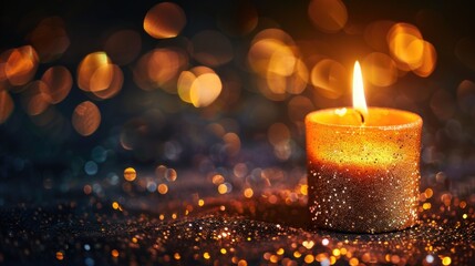 A simple image of a lit candle on a table. Suitable for various projects - Powered by Adobe
