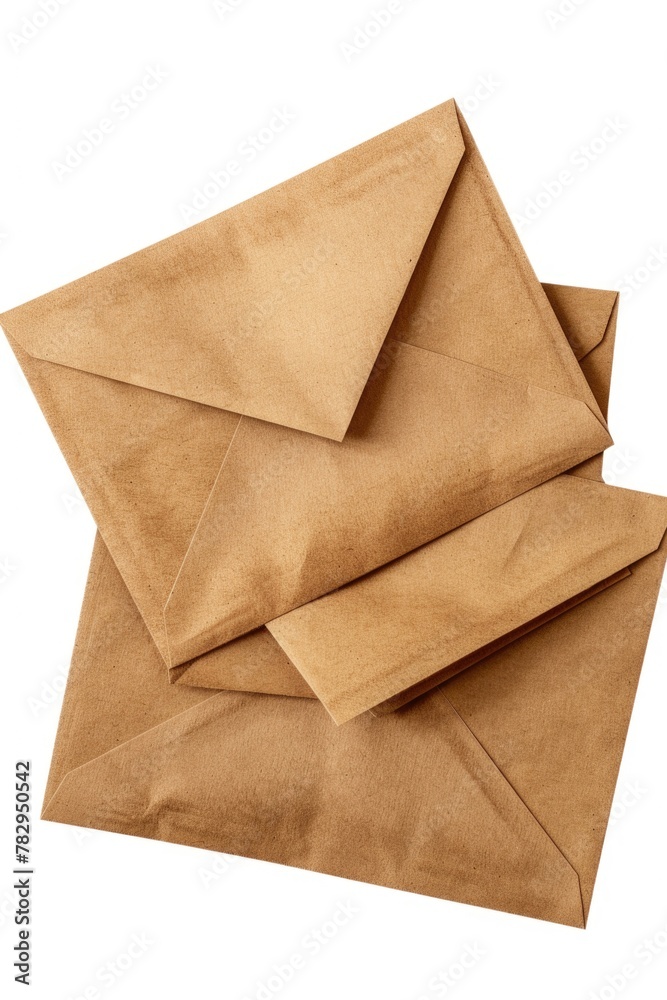 Poster a pile of brown envelopes stacked on top of each other. suitable for office and business concepts