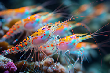 A Moment of Wonder Captured This Shrimp’s Colorful Presence in Water - obrazy, fototapety, plakaty