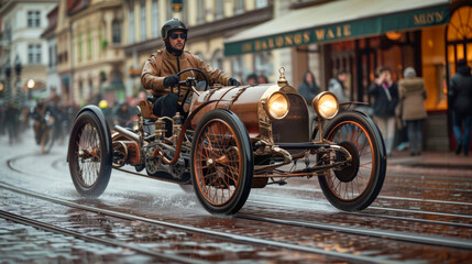 Vintage car racing on historic roads