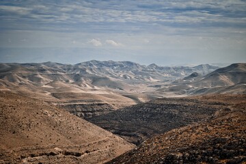 Landscape view of the desert in the small settlement of Tekoa