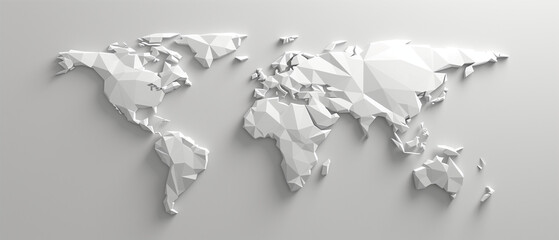 Stylish Geometric Low Poly Design of World Map for Contemporary Art Projects
