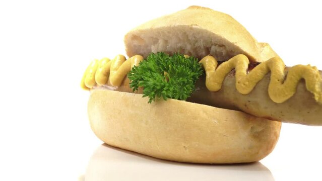 Sausage with Mustard in a Bun - Turn around Animation