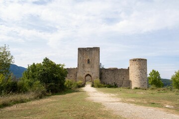 Fototapeta na wymiar Medieval Puivert castle in Aude, Occitanie, South France