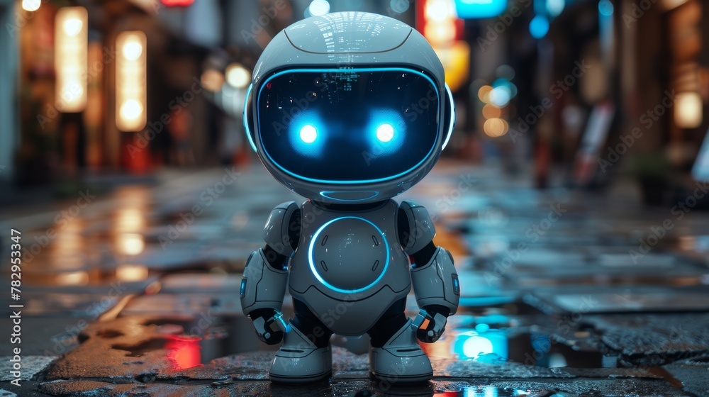 Leinwandbilder ai in phones. mobile online chat bots in smartphones. cyborg or bot looking out of screen phones. ai
