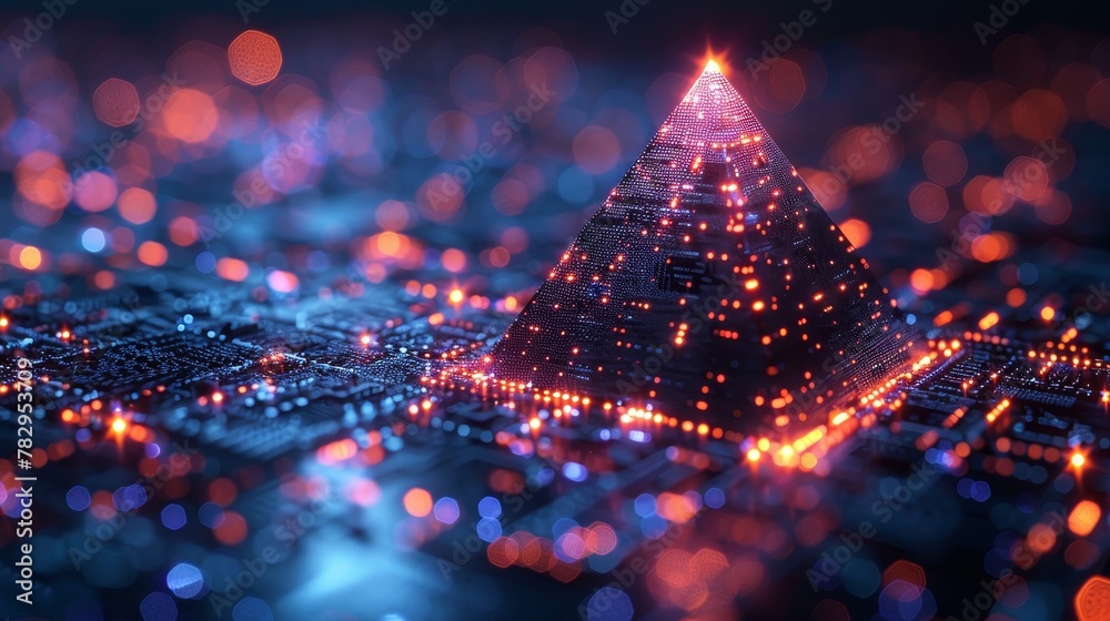 Aufkleber blockchain fintech isometric concept. cryptocurrency mining technology. financial pyramid on the int