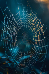 Dew-Kissed Spiderweb Glistening in Morning Light