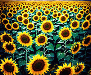 A field of sunflowers in full bloom.