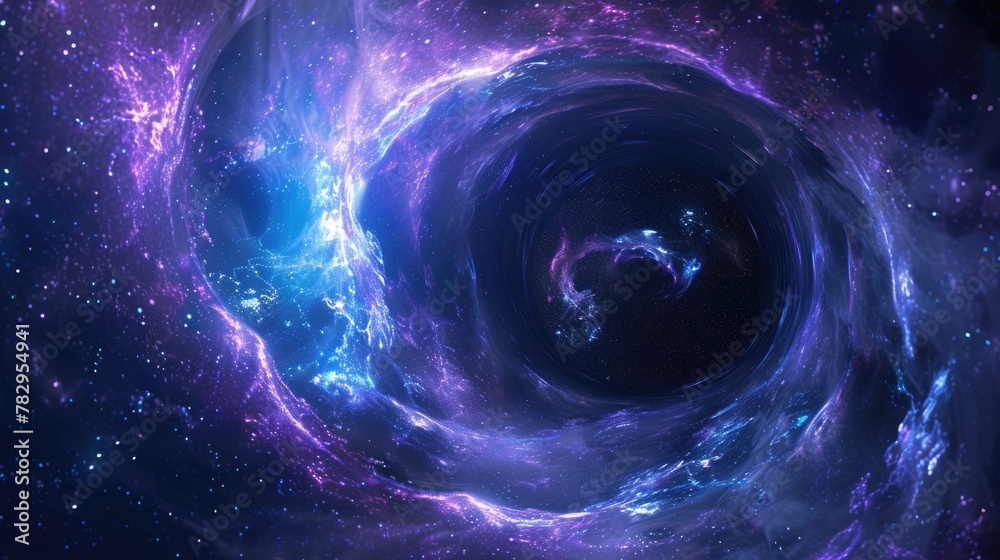 Poster A black hole in the middle of a galaxy. Suitable for science and space-related projects