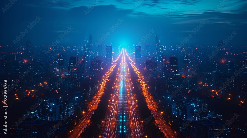 Aufkleber Internet communication concept using 5G technology. Application of smart city technology in urban infrastructure. Telecommunications system in urban infrastructure. High speed World Wide Web. Wi-Fi.