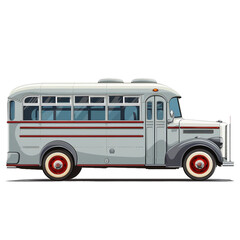 Gray Bus on  isolated on transparent background