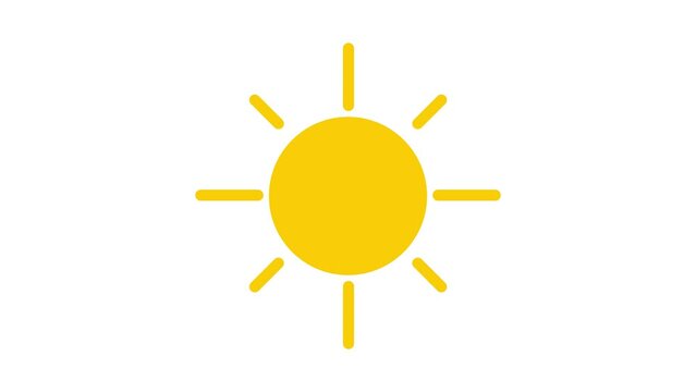 Animation of yellow sun icon isolated on a white background