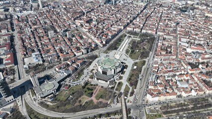 Aerial view of national palace of culture in the city of Sofia, capital of Bulgaria - obrazy, fototapety, plakaty