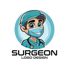 Surgeon Cartoon Vector Logo Design