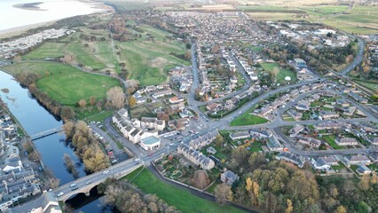 Aerial shot of Nairn town in Scotland.