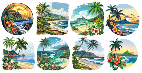 Summer vibes and mood, Hawaii, Print t shirt design - 782957136