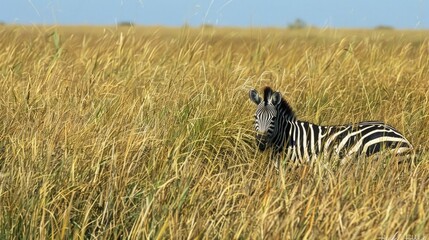 Zebra s Natural Camouflage in the African Grassland Savanna