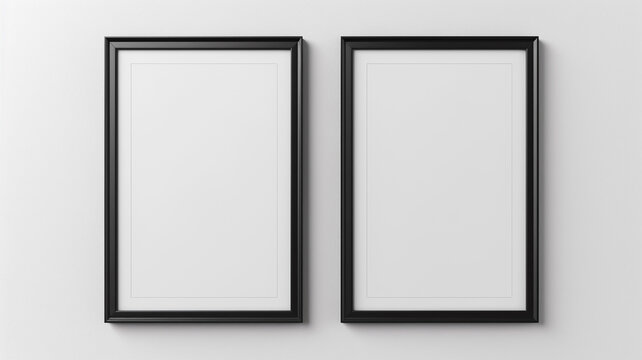 set of frame mockup black border isolated on white background
