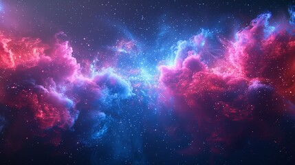 A background in blue and red neon glow colors. Speed of light in galaxy. Universe explosion. Space background for a party, carnival, celebration, anniversary or any other event. - obrazy, fototapety, plakaty