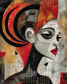 AI generated illustration of an artistic abstract painting of a woman
