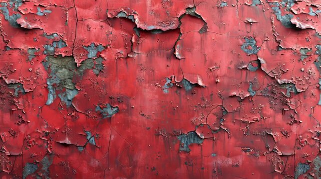 A dilapidated red wall with a grungy texture