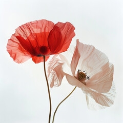 close up of poppy flowers isolated on white - 782960755