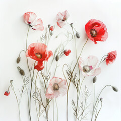 beautiful poppies on white background, studio light, isolated - 782960764