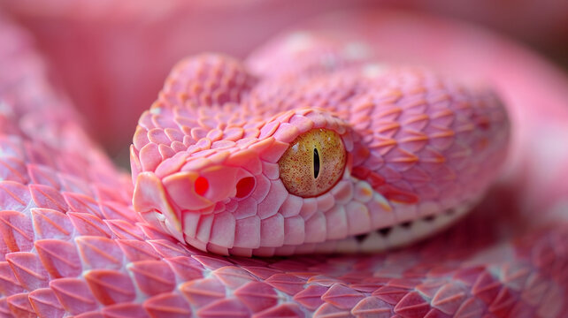 pink viper snake closeup face