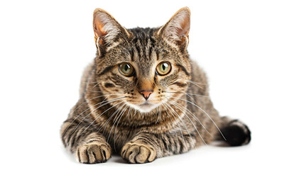 tabby cat on white background