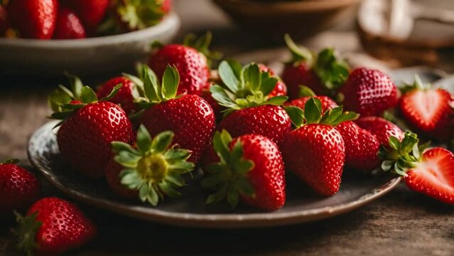 Fresh Strawberries Displayed on a Plate