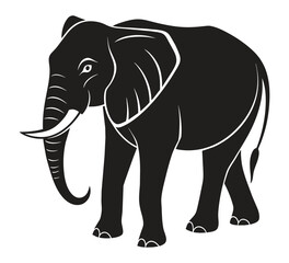 A silhouette elephant black and white logo vector clip art
