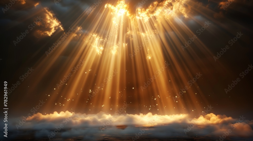 Poster The sun's rays or beams on a transparent background are modern graphics