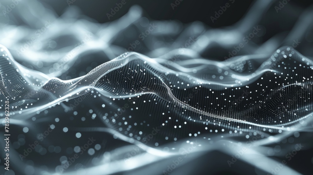 Poster 3D rendering of abstract polygonal space with connecting dots and lines. 3D rendering...