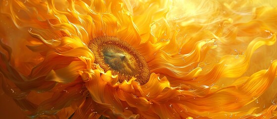 Sunflower head, close up, bright yellow, sharp detail, natural backlight - obrazy, fototapety, plakaty