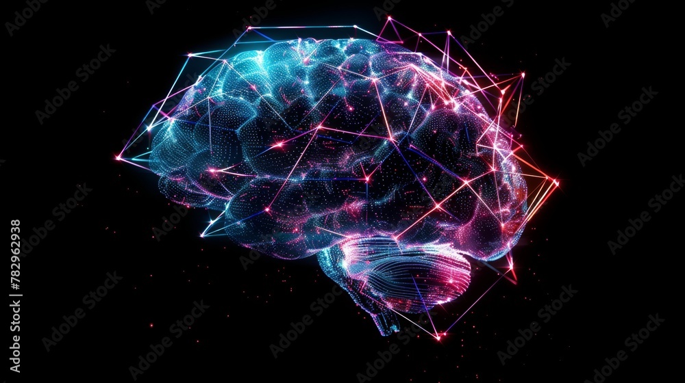 Aufkleber electronic digital brain with lighting effect; abstract medical technology;