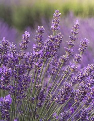 Obraz premium in the heart of lavender fields at their peak of bloom, where the air is rich with the plant's distinctive, calming aroma